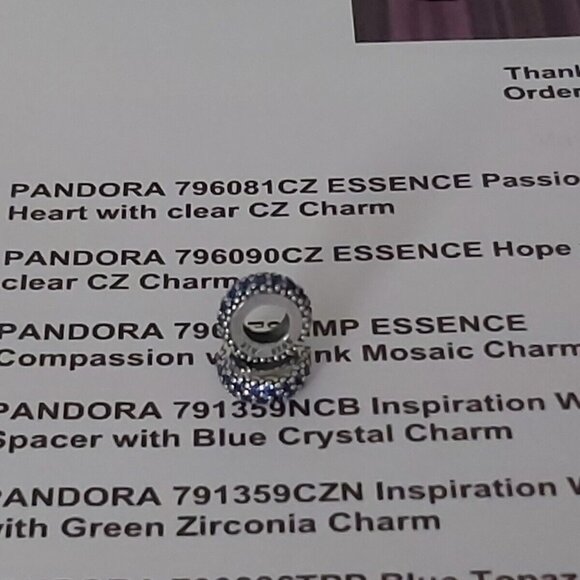 Pair of Pandora *Retired* SS Inspiration Within Spacer w/Blue Crystal 791359NCB - Picture 10 of 10